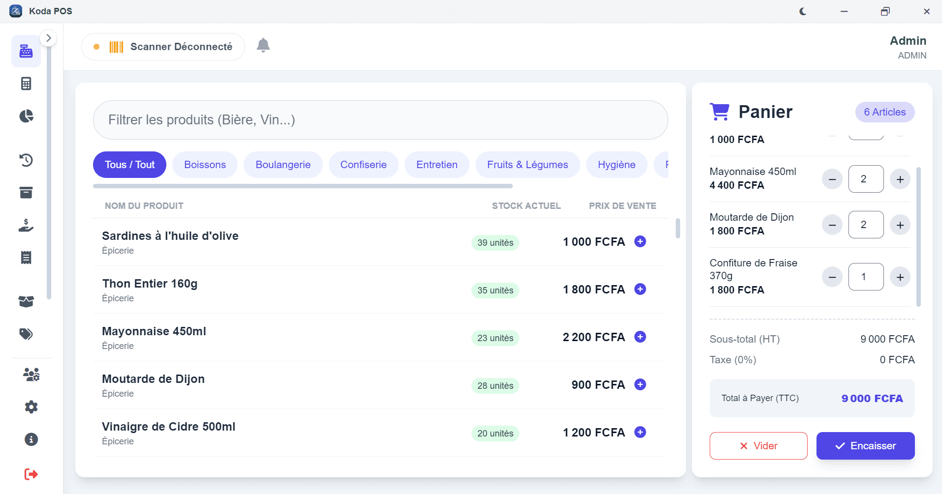 Interface de Caisse